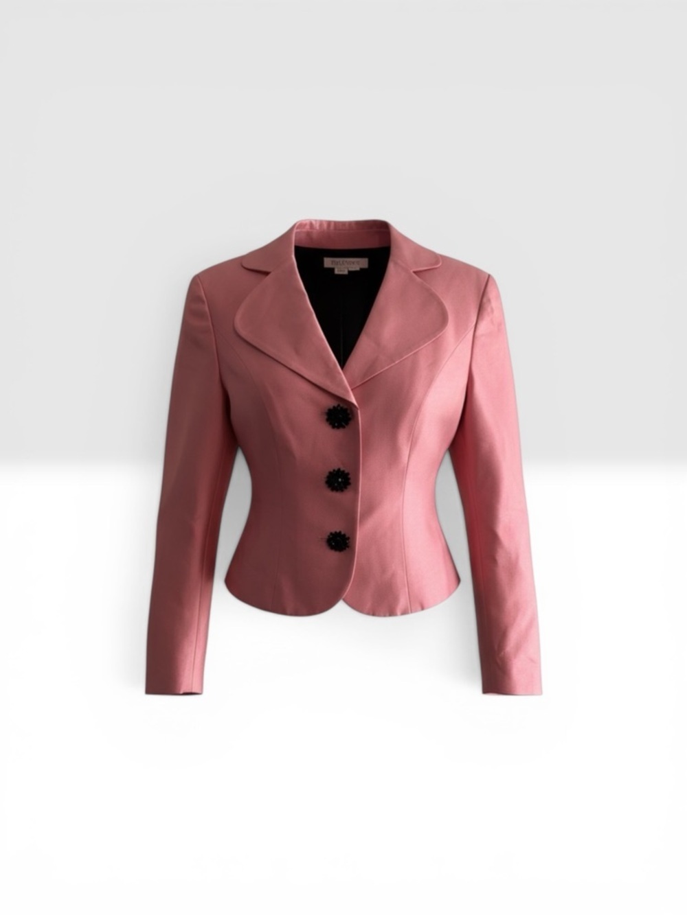 Kay Unger Rose-Pink Tailored Blazer with Decorative Black Buttons